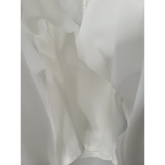 Women's White Ruffle Sleeveless Lined Blouse w/ Black Lace Cutout Small - Picture 5 of 9